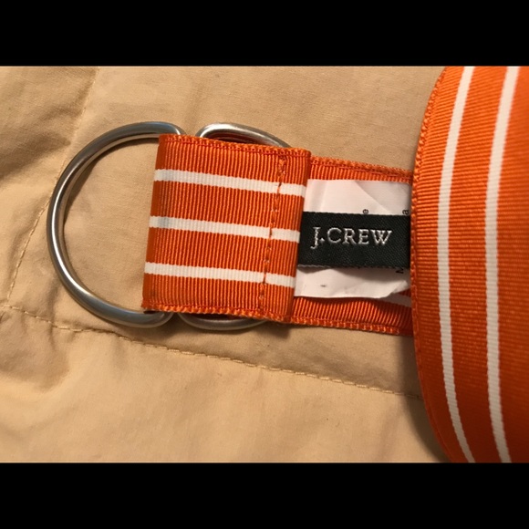 J Crew Fabric Skinny Belt Size S/M Orange with White Stripes Size S/M - Picture 2 of 5